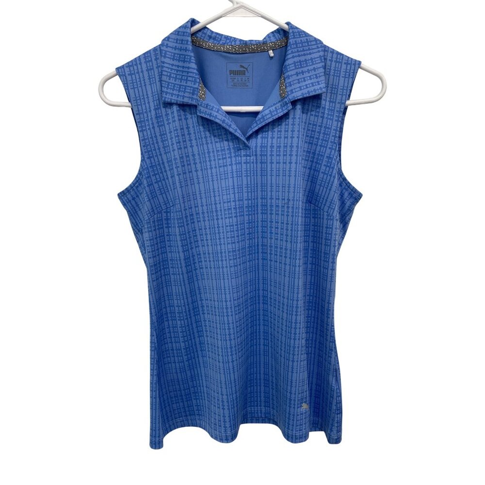 Puma Golf Polo Shirt Size Small Sleeveless Collared V Neck Blue Tennis Sporty